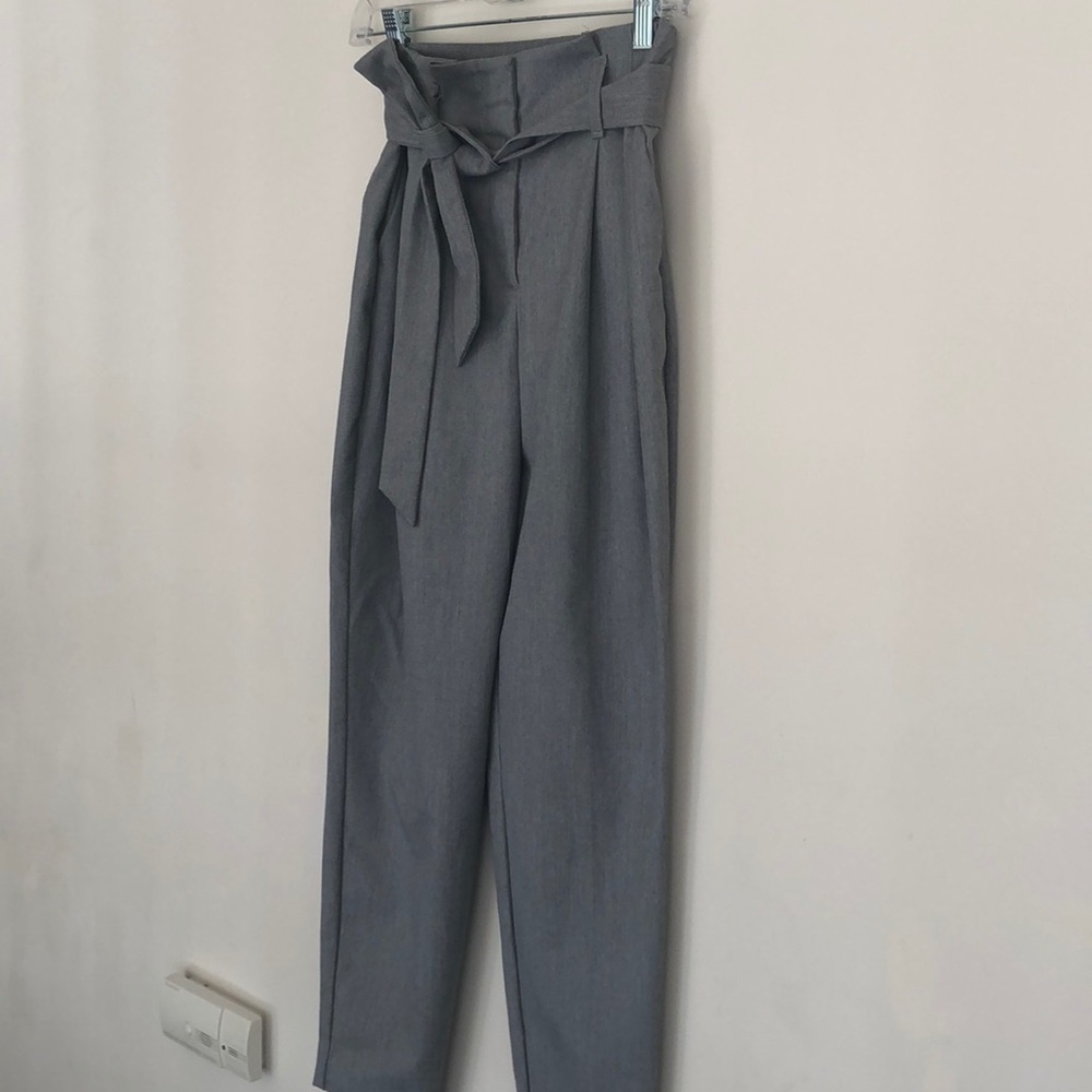 Zara belted grey pants